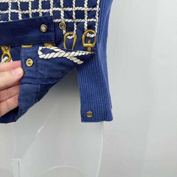 J. McLaughlin 100% Silk Nautical Quilted Vest Sz S Blue Preppy Resort Equestrian - Picture 5 of 13